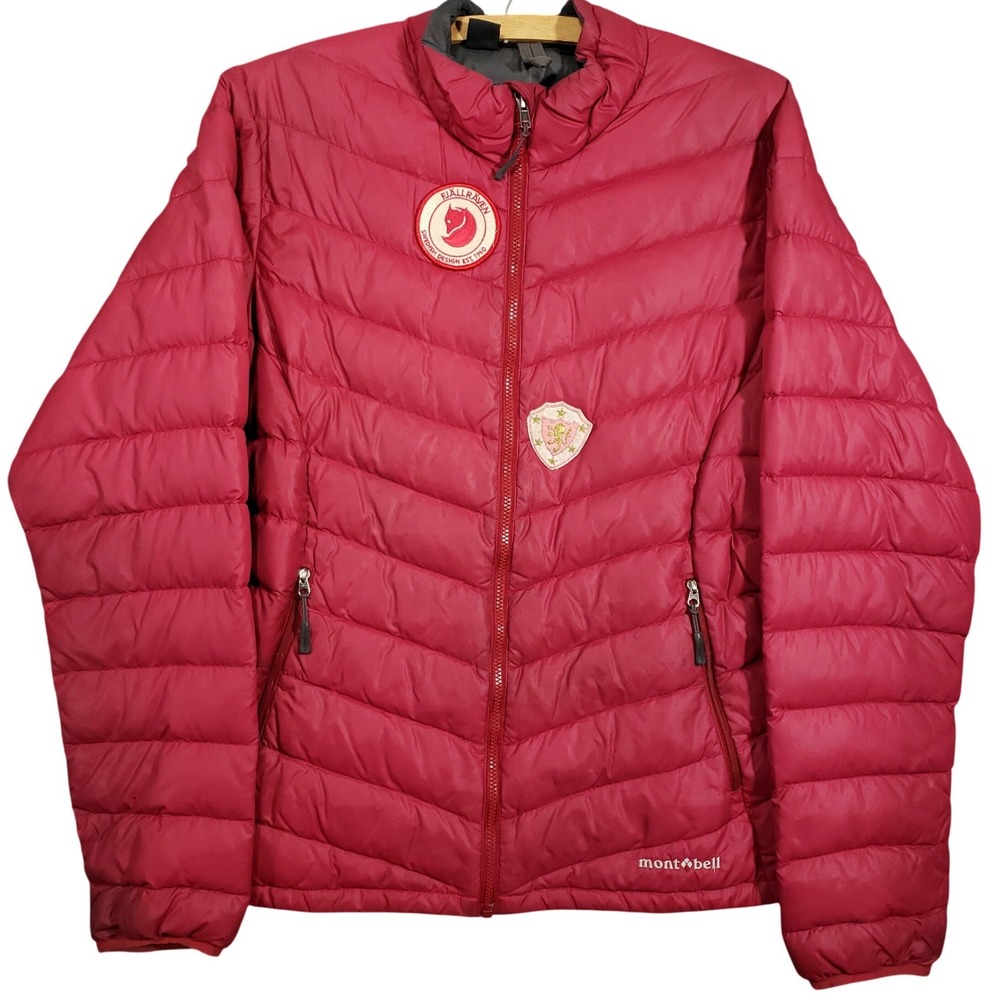 Mont-Bell Goose Down Puffer Jacket Womens Large Red‎ Full Zip Insulated Outdoor